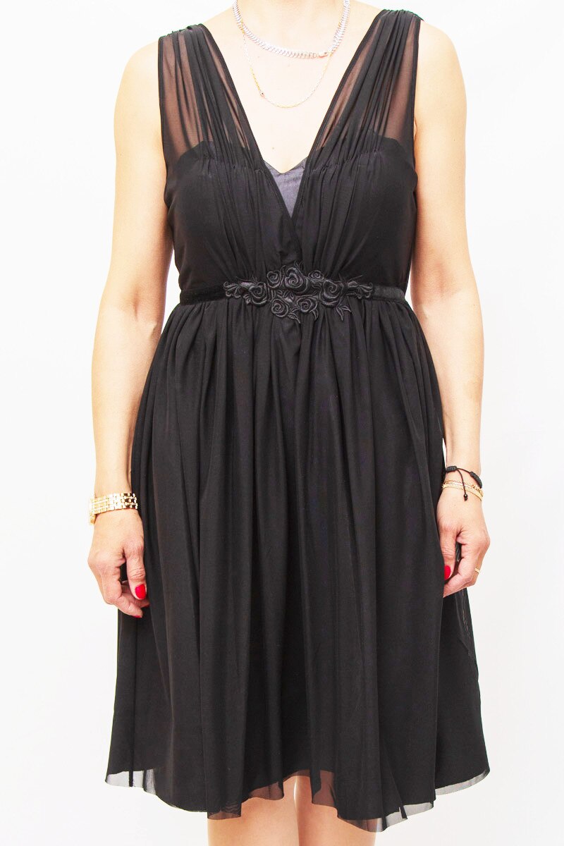 Rochie din voal Sisters, Negru