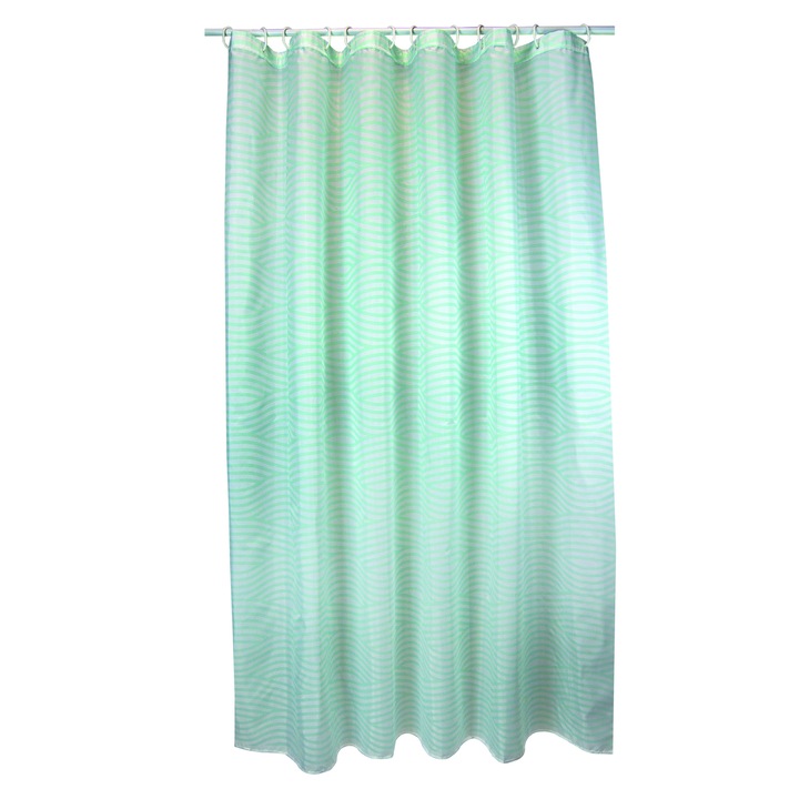 Perdea dus Premium Poliester 180x200 cm, Msv, WAVE Verde
