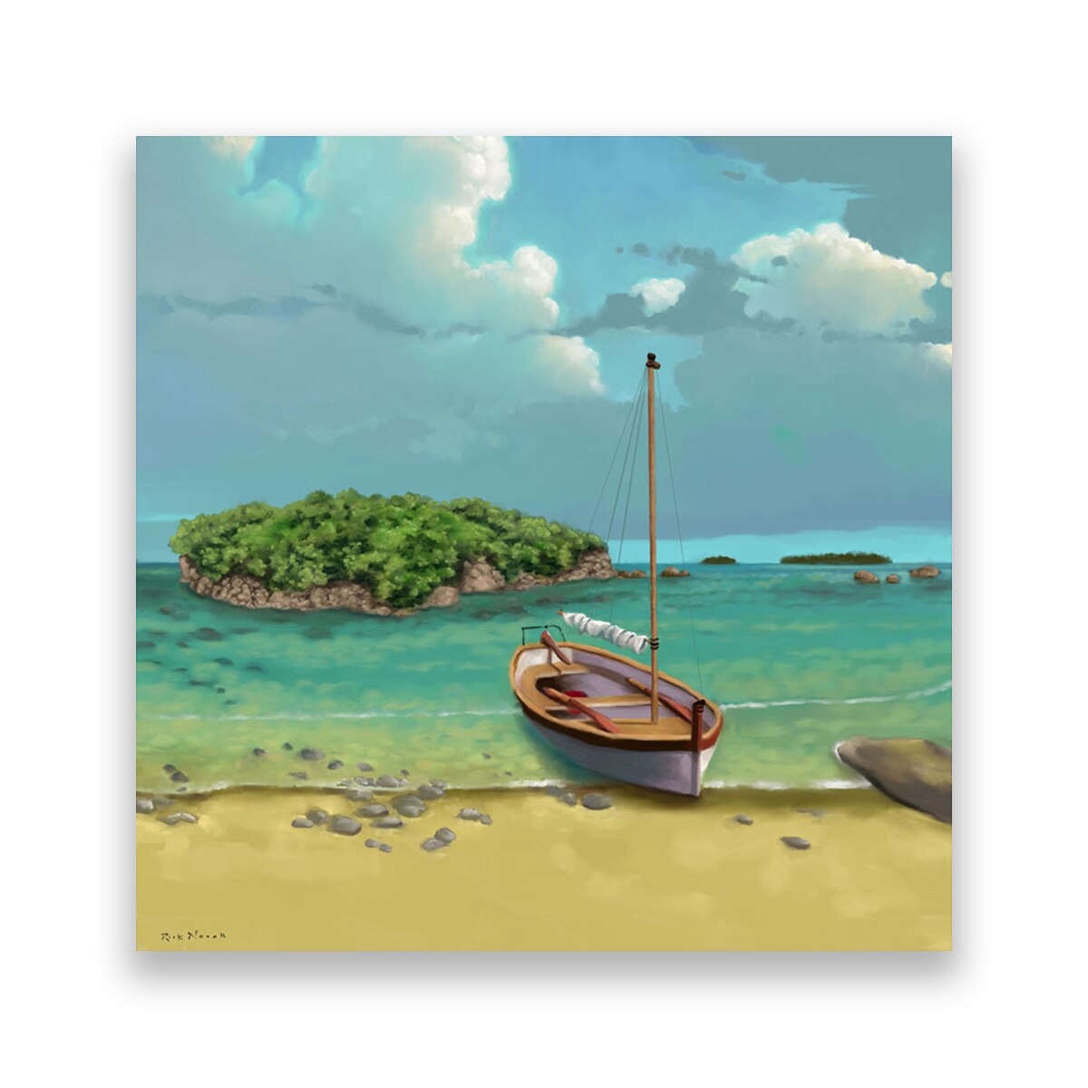 Tablou Canvas - Ocean, Velier, Mal, Insula, 80 x 80 cm