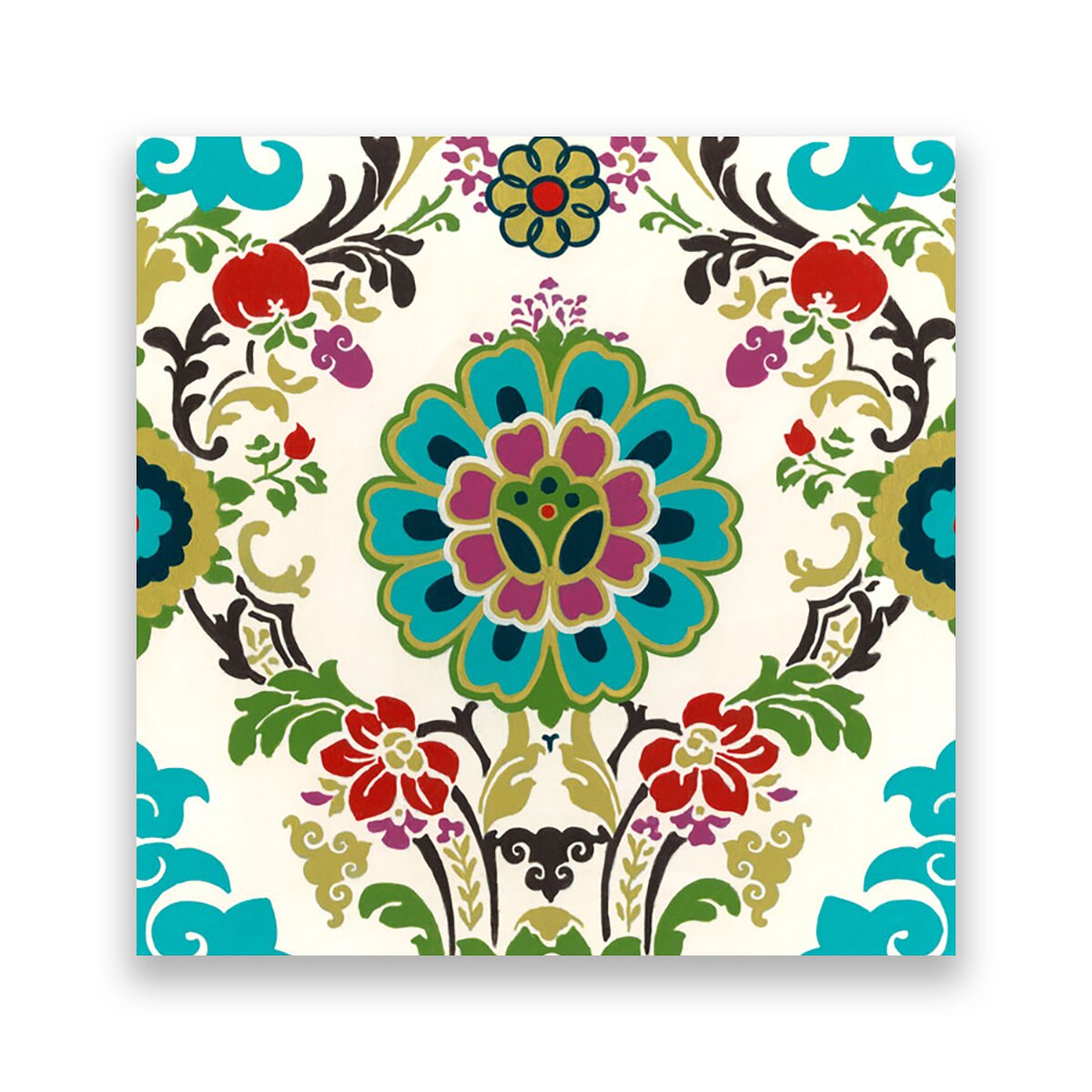 Tablou Canvas - Ikat, Floral, 100 x 100 cm