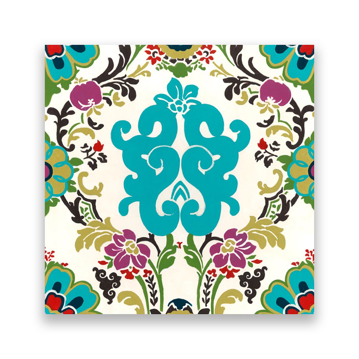 Tablou Canvas - Ikat, Flori, 80 x 80 cm