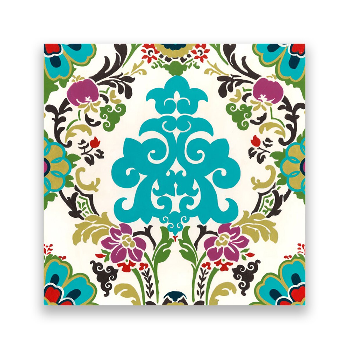 Tablou Canvas - Ikat, Flori, Forme, 100 x 100 cm