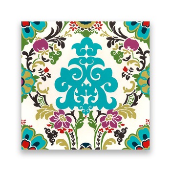 Tablou Canvas - Ikat, Flori, Forme, 100 x 100 cm Tablou Canvas - Ikat, Flori, Forme, 100 x 100 cm