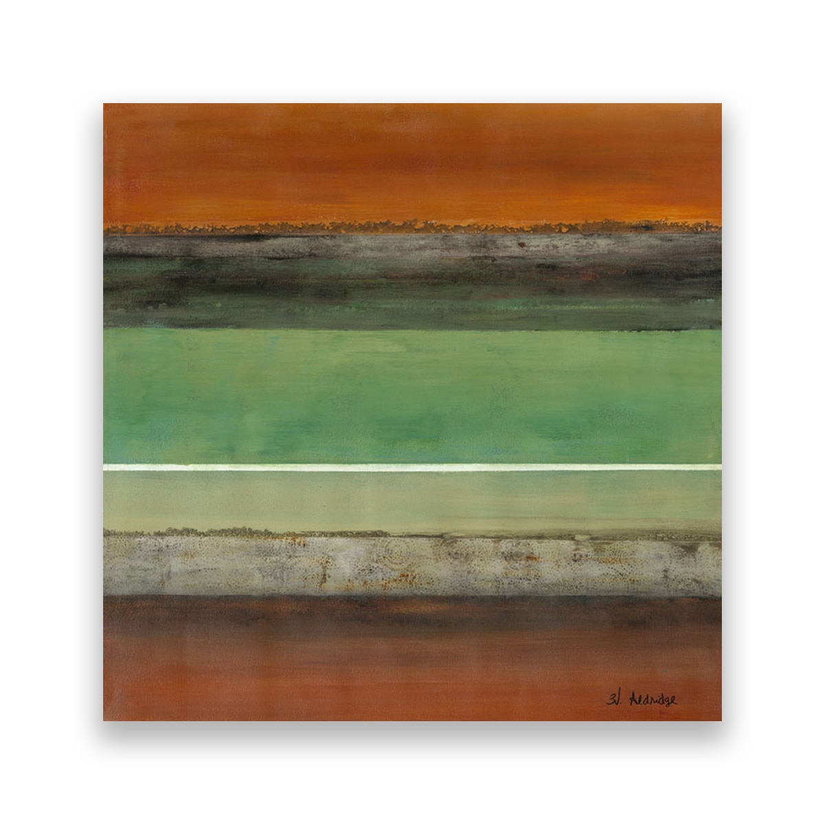 Tablou Canvas - Linii, Abstract, Multicolor, Verde-Portocaliu, 80 x 80 cm