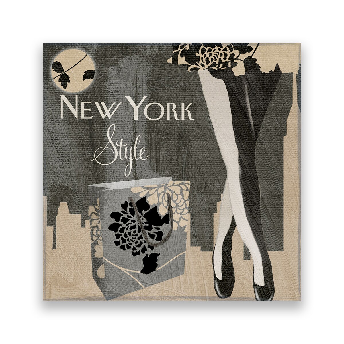 Tablou Canvas - New York, Style, Femeie, Cladiri, Sac, 100 x 100 cm