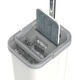 Set de curatenie Kring New Clear, 5.7L, galeata doua compartimente ( clatire + stoarcere), maner telescopic si mop plat + o rezerva, Alb/Gri