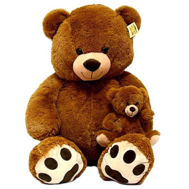 Jucarie de plus Mappy Fluffy Friends, Ursul cu pui, 130 cm, maro