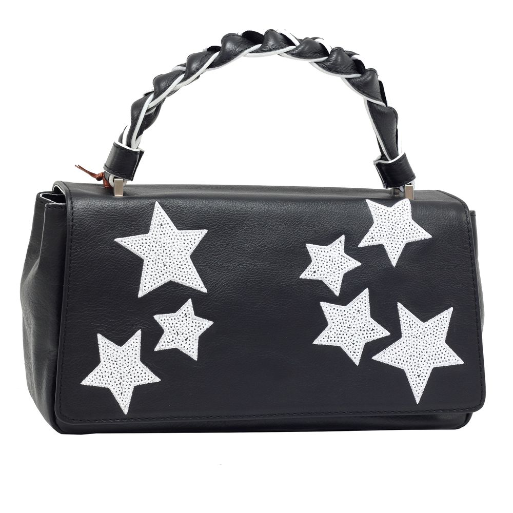 Geanta de dama casual Arcadia din piele naturala, neagra