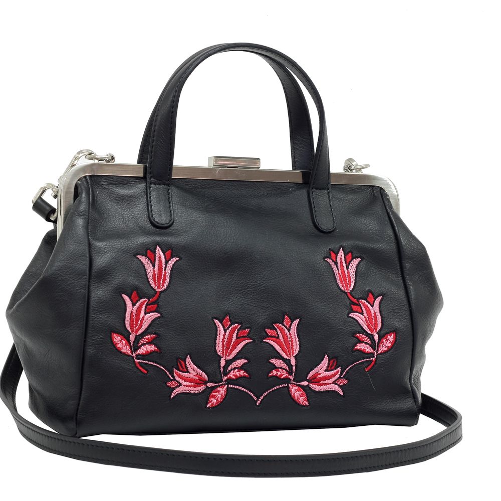 Geanta de dama office Arcadia din piele naturala, neagra