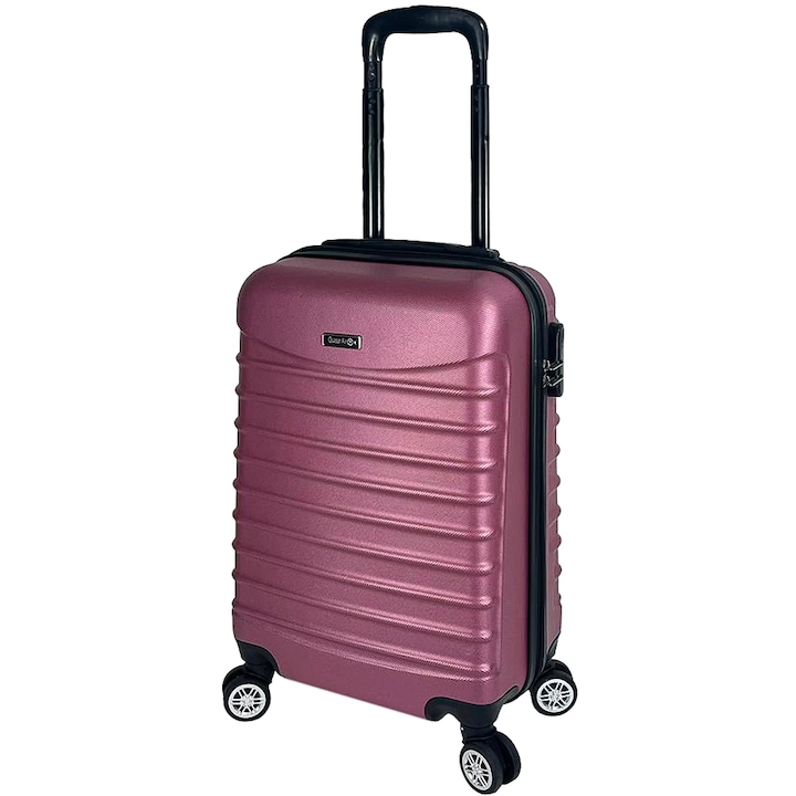 Куфар за ръчен багаж Quasar & Co.®, с 4 колела и шифър, ABS, 55х36х20 cм, 33 Л, Розов