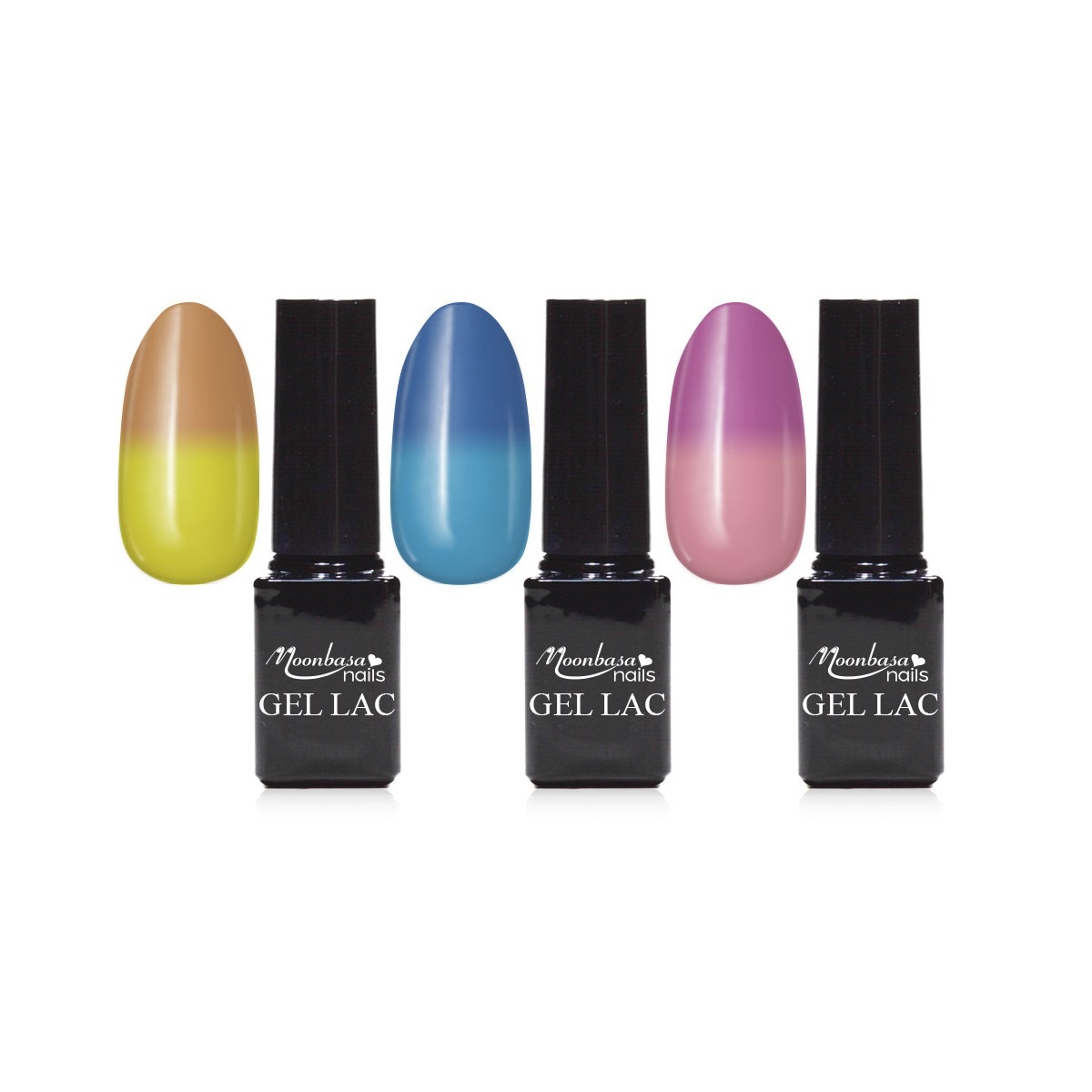 Set 3 oje cu efect solar pentru unghii false MoonbasaNails, 5ml, Multicolor