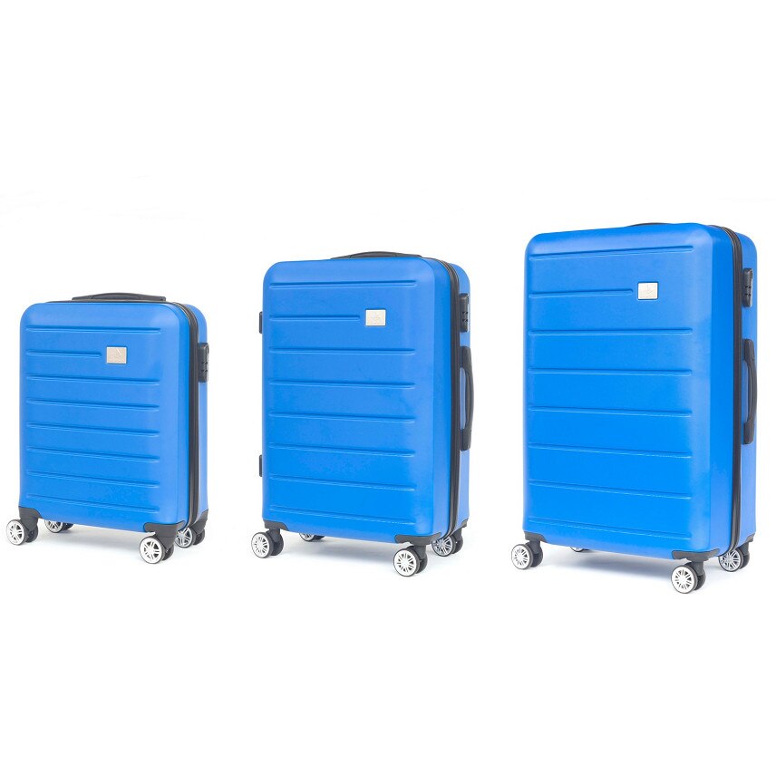 Set Trolere, ABS, 4 Roti Duble, Cifru, DIAMOND DM001, 3 Piese, Albastru