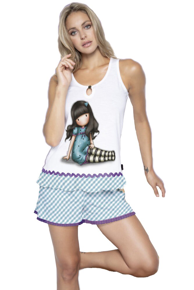 Pijama dama cu maiou Gorjuss- Sitting Pretty, scurta, bumbac