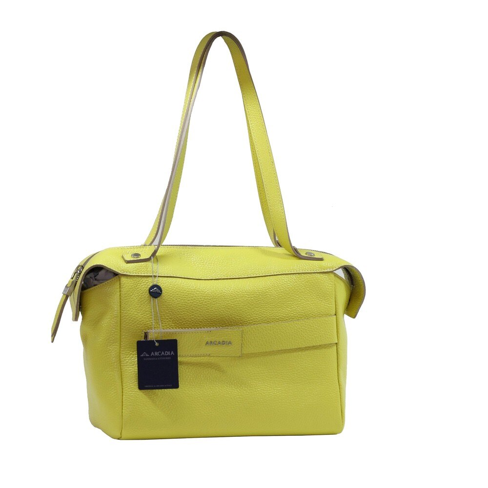 Geanta de dama Arcadia, din piele naturala galbena