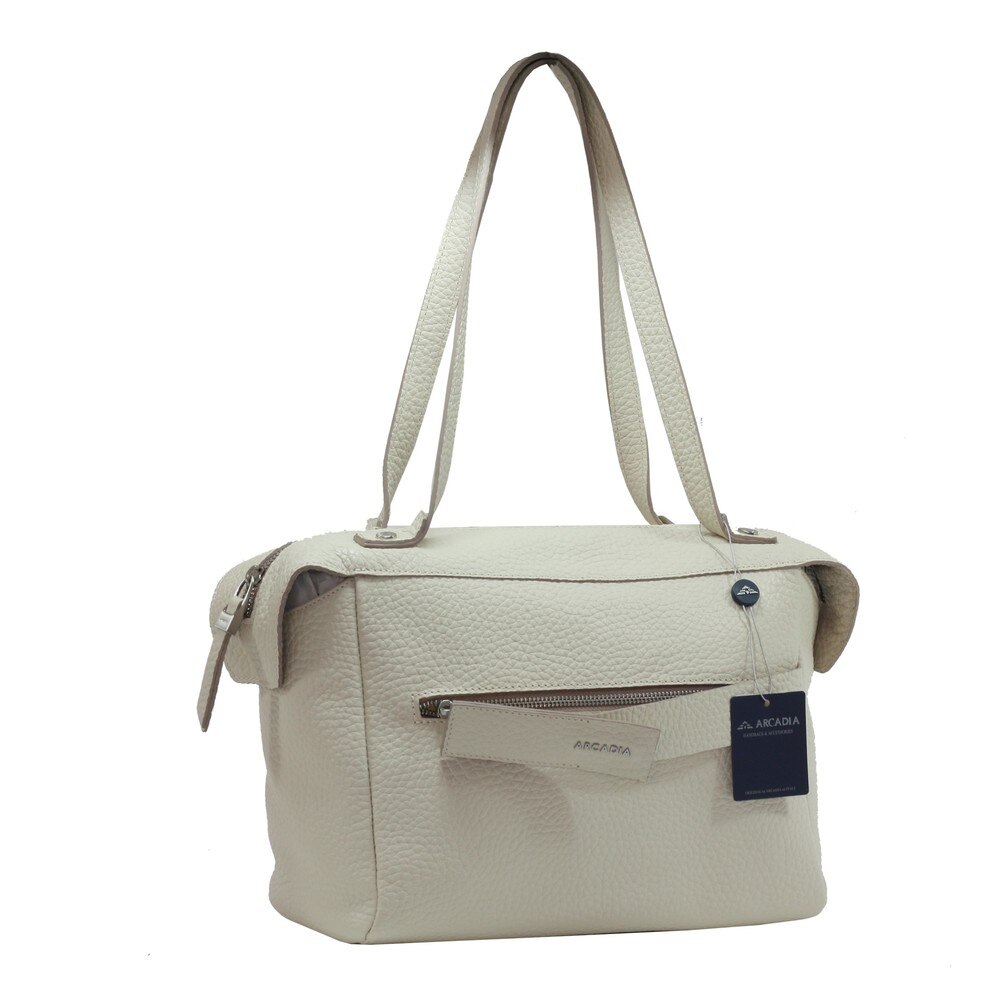 Geanta de dama, Arcadia, din piele naturala crem