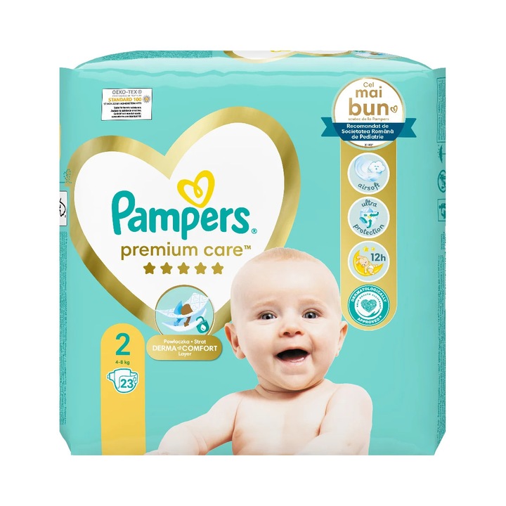 Scutece Pampers Premium Care, marimea 2, 4-8 kg, 23 buc