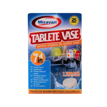 Set 25 Tablete de Detergent pentru Masina de Spalat Vase Misavan 7 in 1 Set 25 Tablete de Detergent pentru Masina de Spalat Vase Misavan 7 in 1