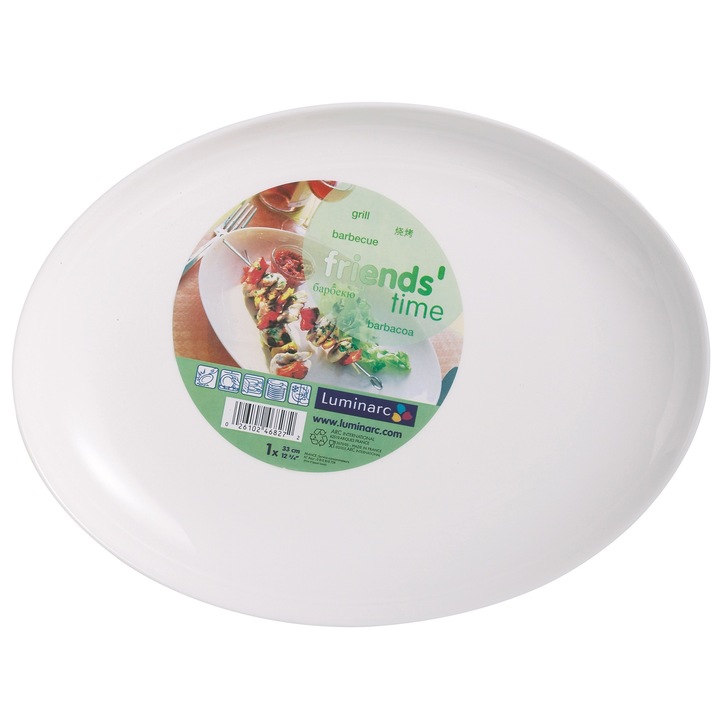 Luminarc Barbeque Ovális tál, 33x25 cm, Fehér