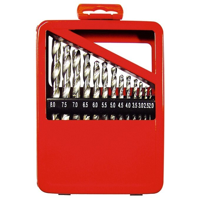 Set burghie pentru metal, 1-10 mm (din 0,5 in 0,5 mm) 19 buc, coada cilindrica, cutie-metal, MTX