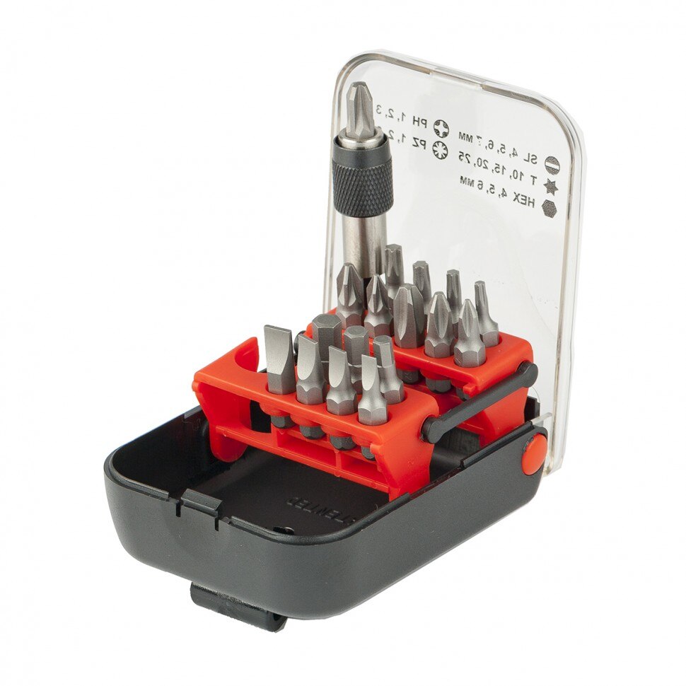 Set biti, adaptor magnetic, 18 piese in cutie de plastic, MTX Profesional