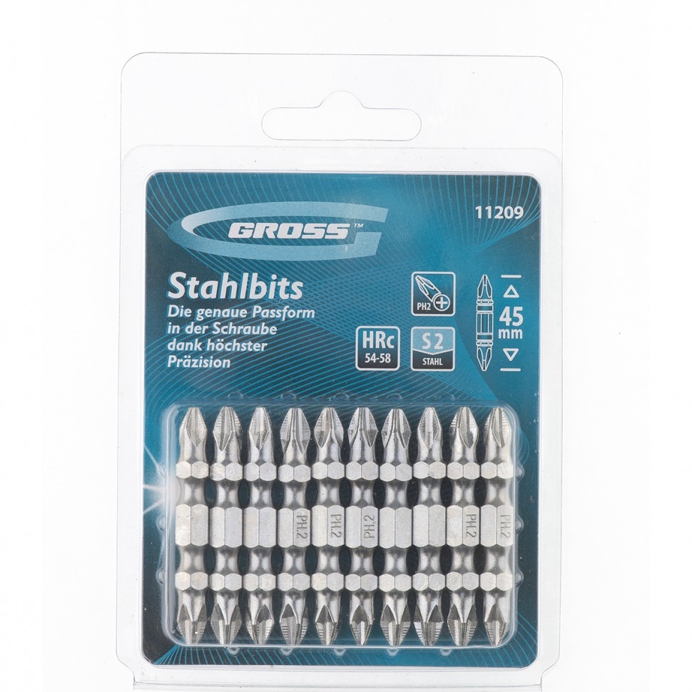 Set biti dubli Рh2-Рh2 х 45 mm, otel S2, 10 buc, GROSS