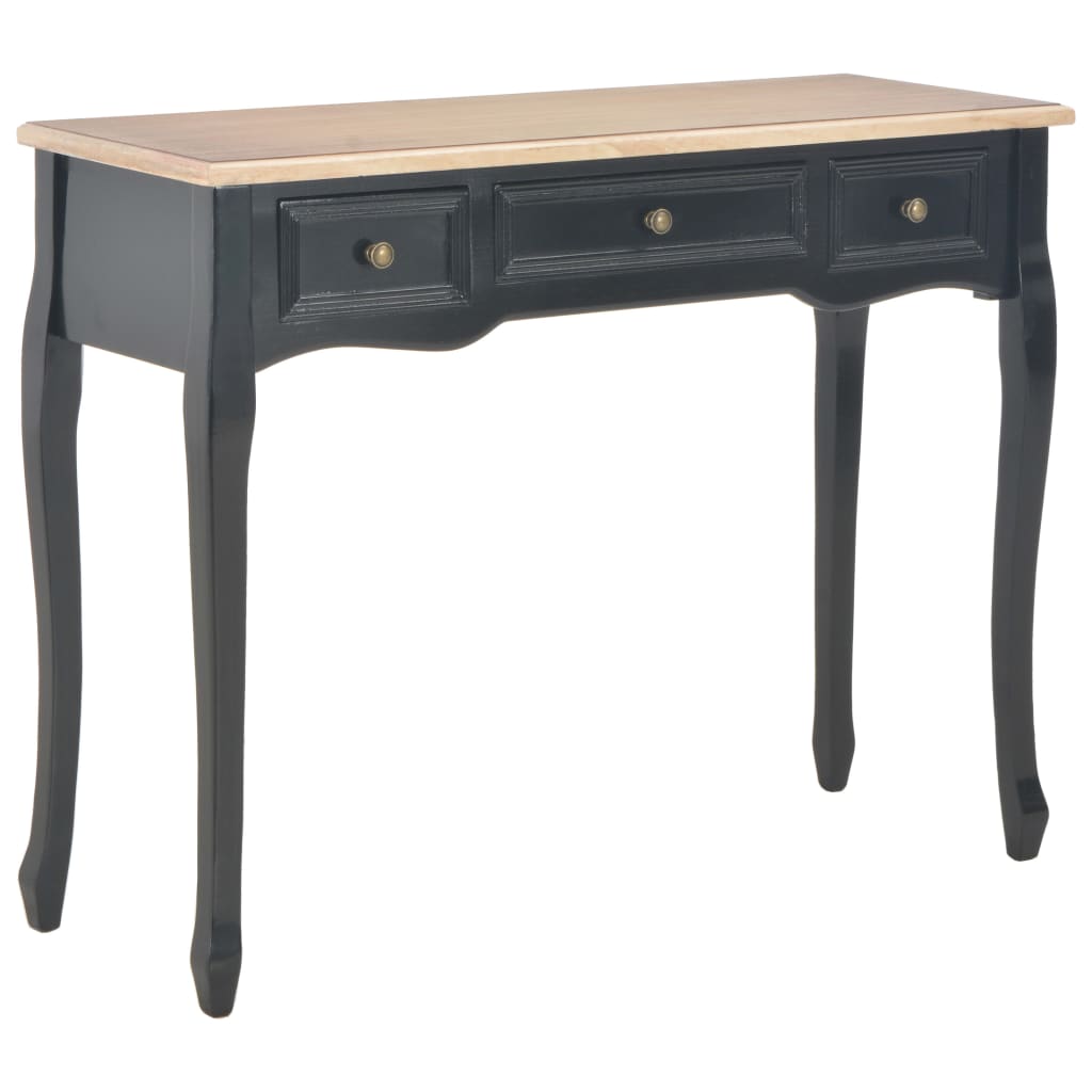 Masa de toaleta tip consola, vidaXL, Lemn, Maro si negru, 100 x 35 x 78 cm