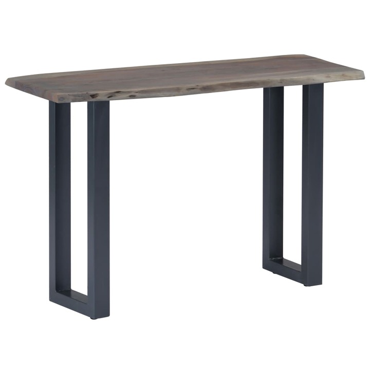 Конзолна маса vidaXL, сива, 115x35x76 см, акация масив и желязо, 14.35 Kg
