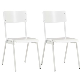 Set de 2 scaune de bucatarie, vidaXL, Alb, 41,5 x 54 x 85,5 cm, otel si placaj Set de 2 scaune de bucatarie, vidaXL, Alb, 41,5 x 54 x 85,5 cm, otel si placaj