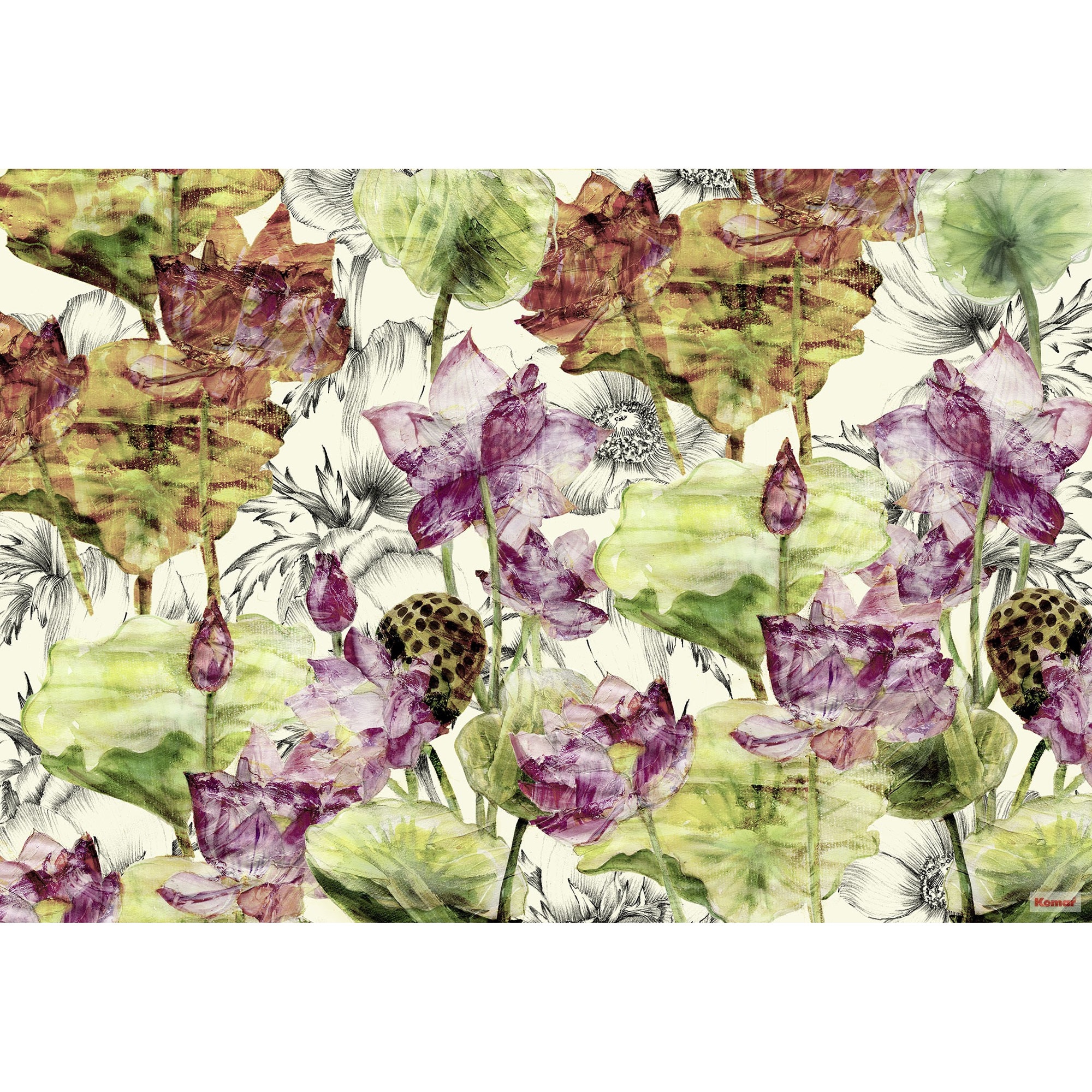 Fototapet floral Lotus Komar XXL4-070 Multicolor 368 X 248cm