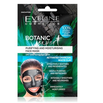 Masca de fata, Eveline Cosmetics, Botanic Expert, Purifying & Moisturising, 10 ml Masca de fata, Eveline Cosmetics, Botanic Expert, Purifying & Moisturising, 10 ml