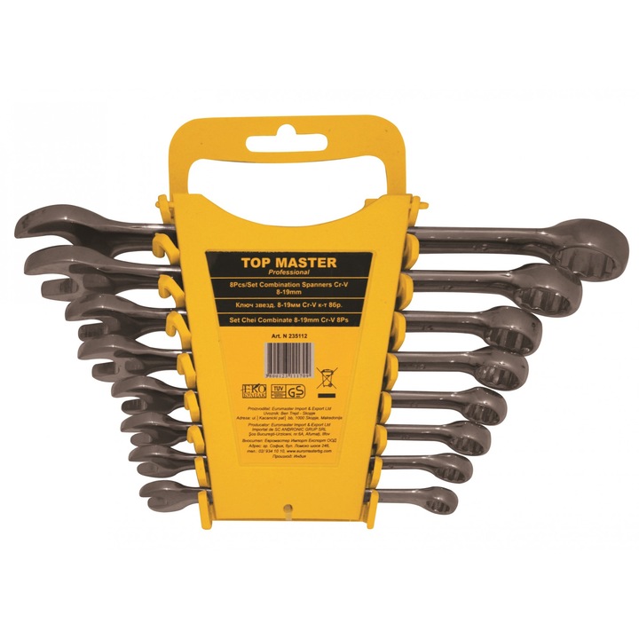 Комплект комбинирани ключове Topmaster Pro 8Pcs CrV 8-19mm DIN 3113 TM