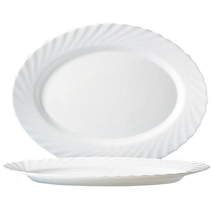 Platou oval Arcoroc Trianon, 22 cm, Alb