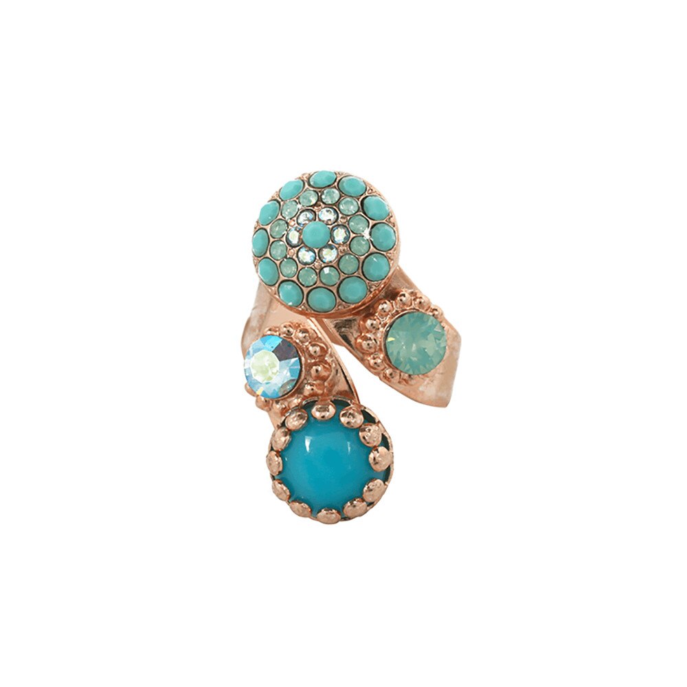 Inel placat cu Aur roz de 24K, Cristale, Cindy by Roxannes - Mariana Jewellery, Turquoise 7141/2-2677RG