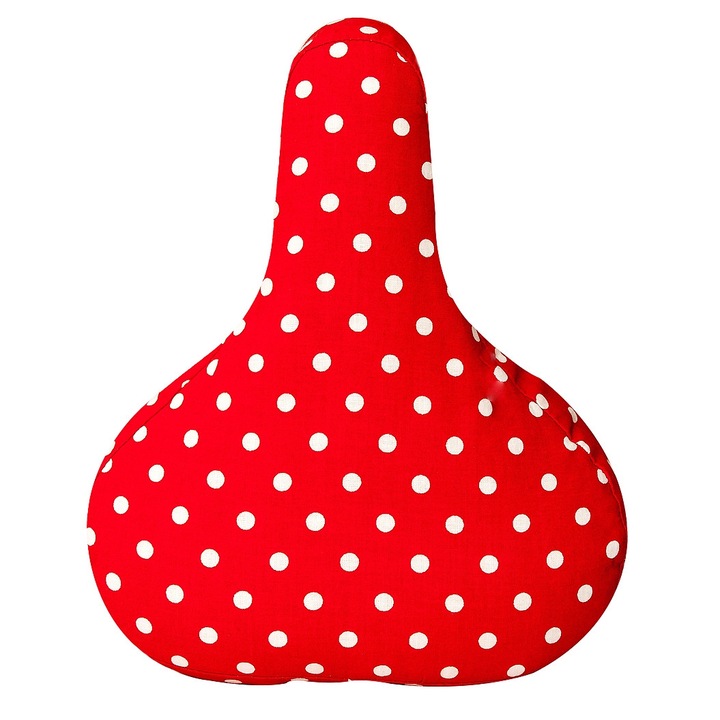 Husa pentru sa de bicicleta Bike Belle Polka, Model buline, Rosu