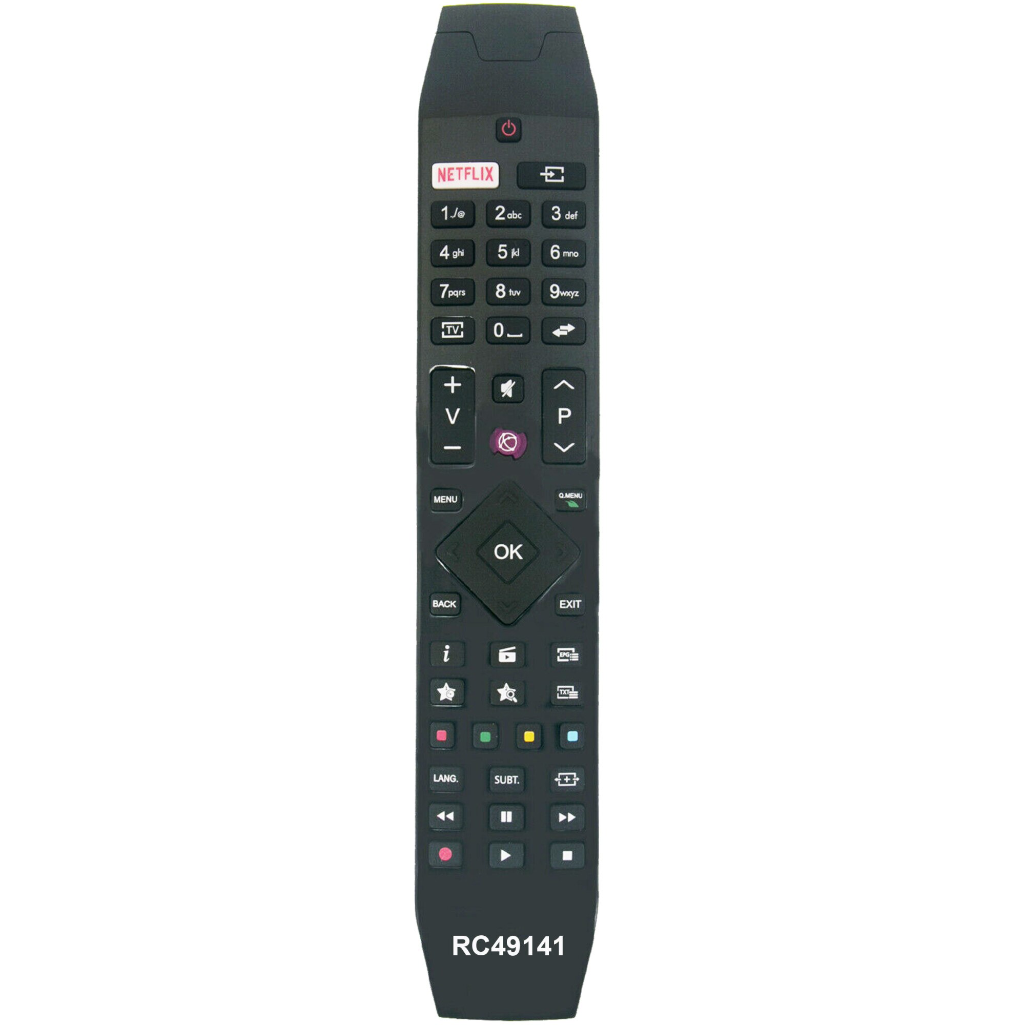 Telecomanda pentru led HITACHI cu NETFLIX RC49141, neagra cu functiile telecomenzii originale