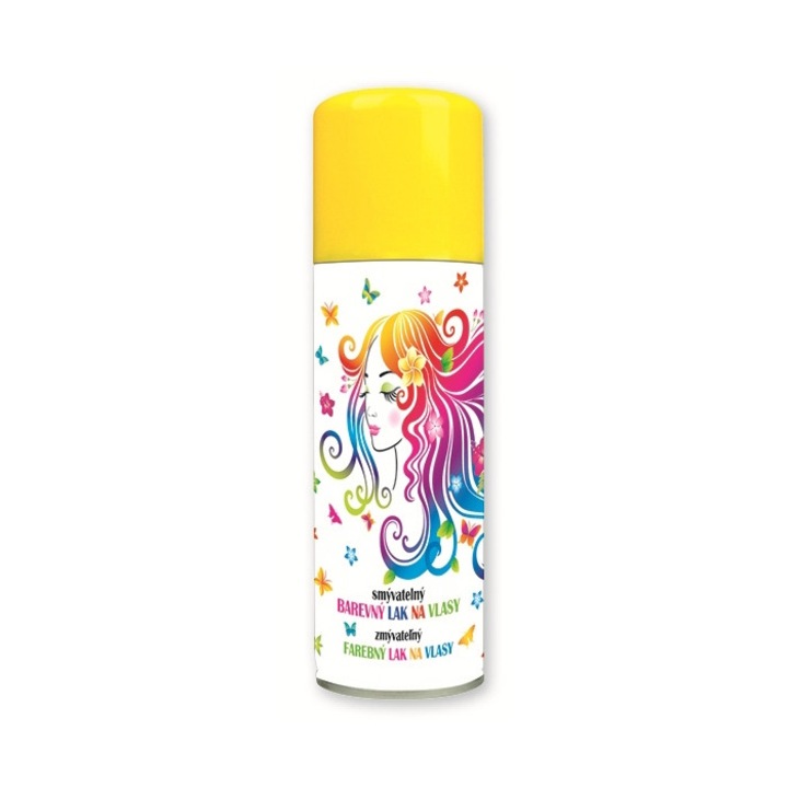 Spray colorant de par pentru petreceri - galben, 125 ml