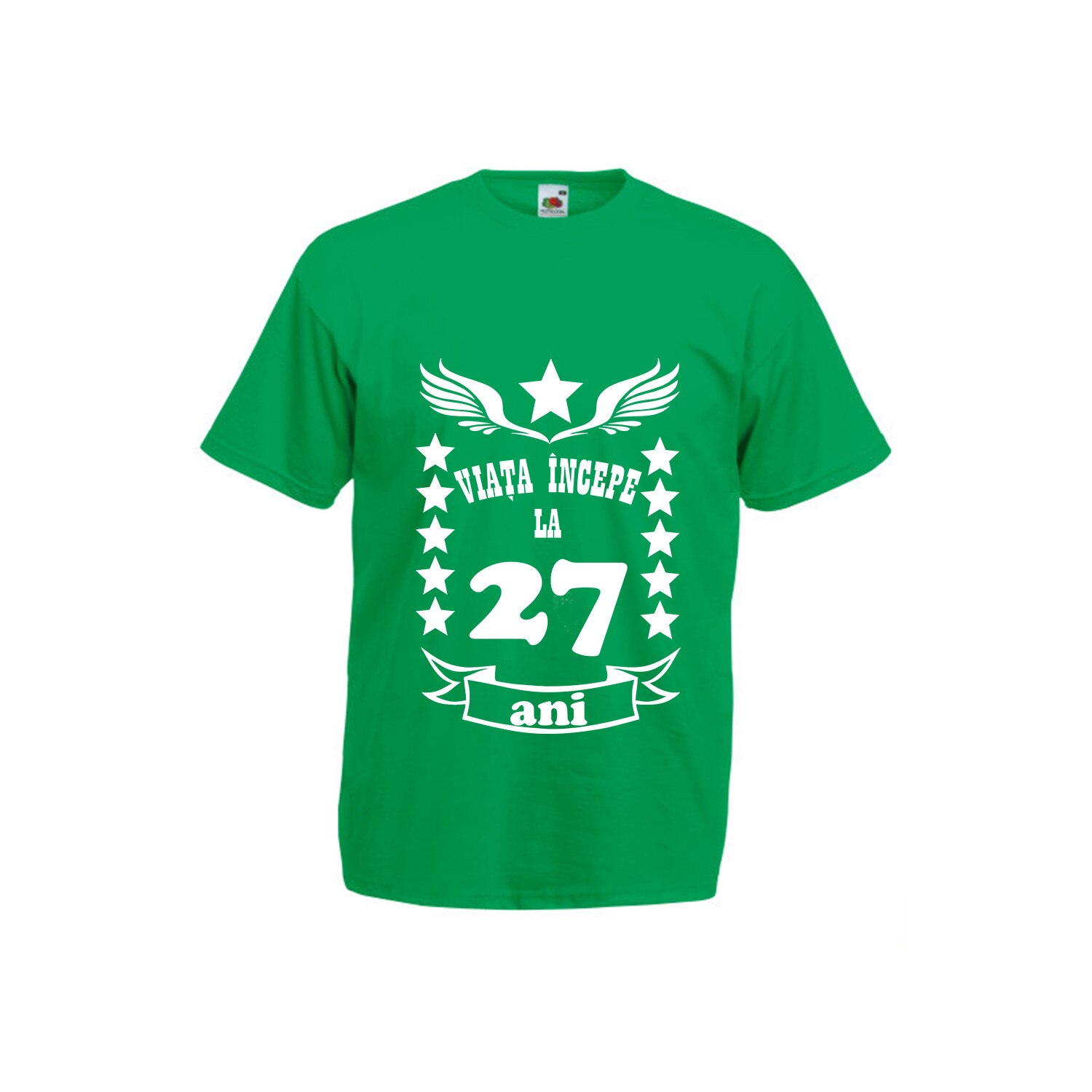 Tricou barbatesc personalizat viata incepe la 27 ani verde M