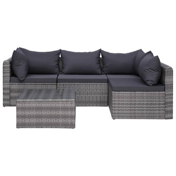 Set mobilier de gradina, 5 piese, vidaXL, Gri, 72 x 72 x 63 cm, ratan Set mobilier de gradina, 5 piese, vidaXL, Gri, 72 x 72 x 63 cm, ratan