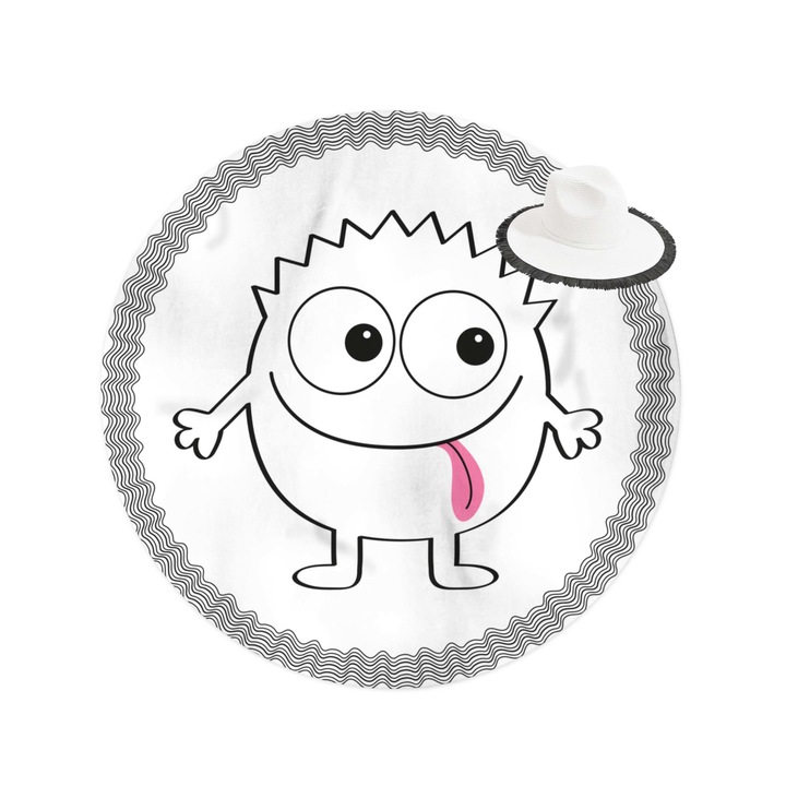Кръгла Постелка за Плаж, CreateYourPlace, Ф150см, дигитален печат, Smiley