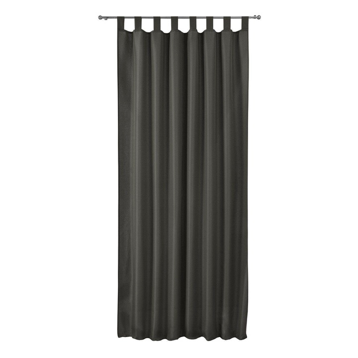 Перде Beautissu, Полупрозрачно, 140 x 175см, Тъмно сив, Ленти-уши