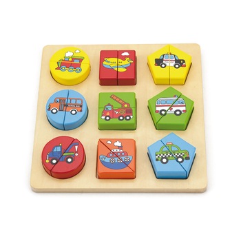 Puzzle din cuburi din lemn cu mijloace de transport, Viga Puzzle din cuburi din lemn cu mijloace de transport, Viga
