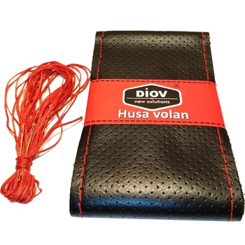 Husa Volan Premium din Piele Naturala Neagra Perforata, cu Ac si Ata Rosie pentru Cusut marimea M Husa Volan Premium din Piele Naturala Neagra Perforata, cu Ac si Ata Rosie pentru Cusut marimea M