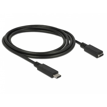 Cablu prelungitor USB 3.1 Gen 1 tip C T-M 3A 1.5m Negru, Delock 85534 Cablu prelungitor USB 3.1 Gen 1 tip C T-M 3A 1.5m Negru, Delock 85534
