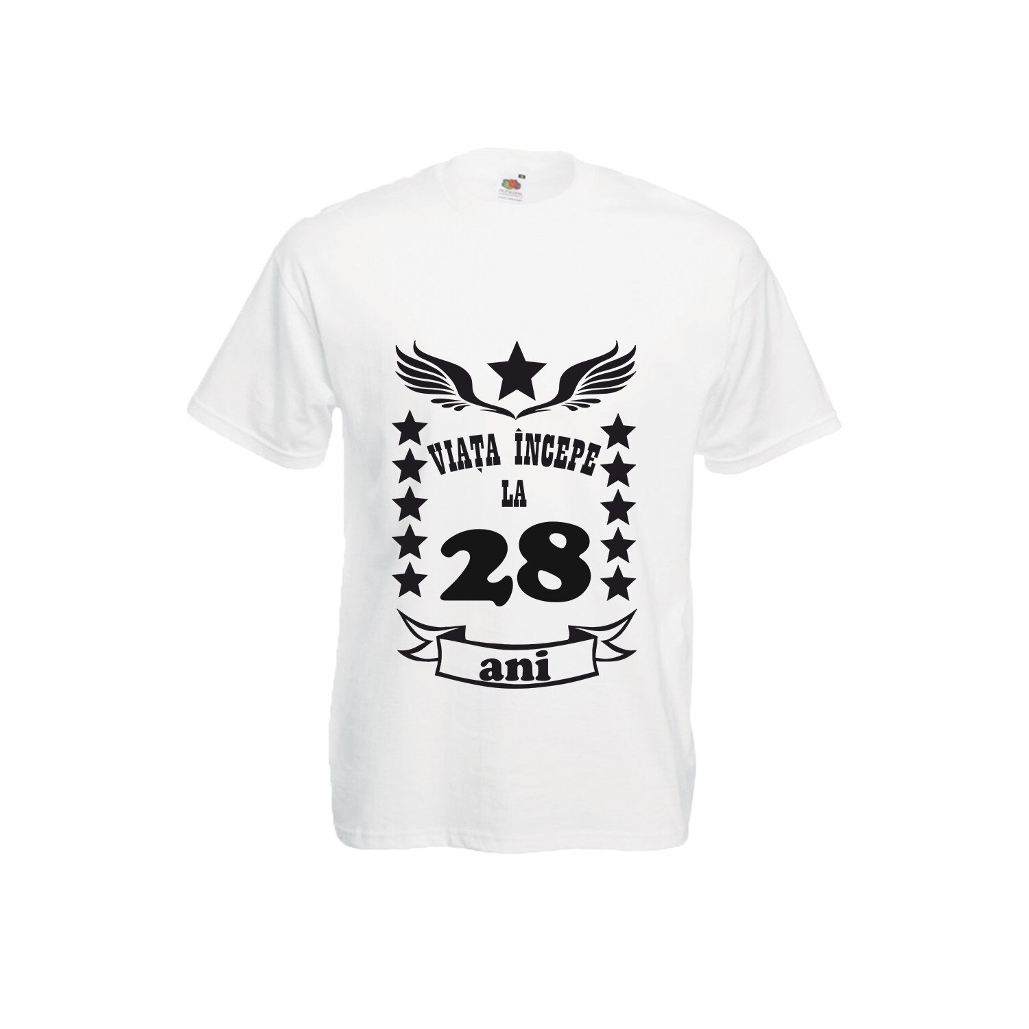Tricou barbatesc personalizat viata incepe la 28 ani alb XL