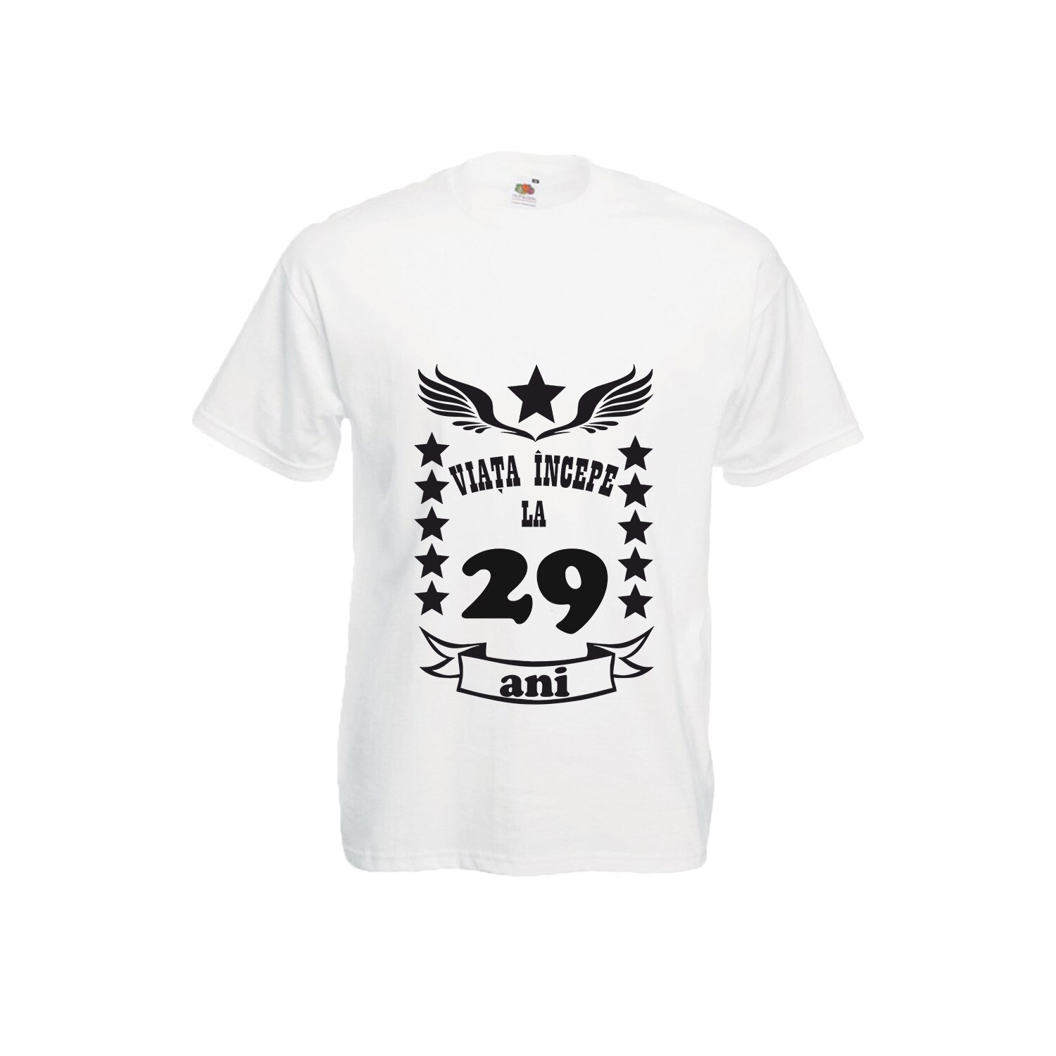 Tricou barbatesc personalizat viata incepe la 29 ani alb S