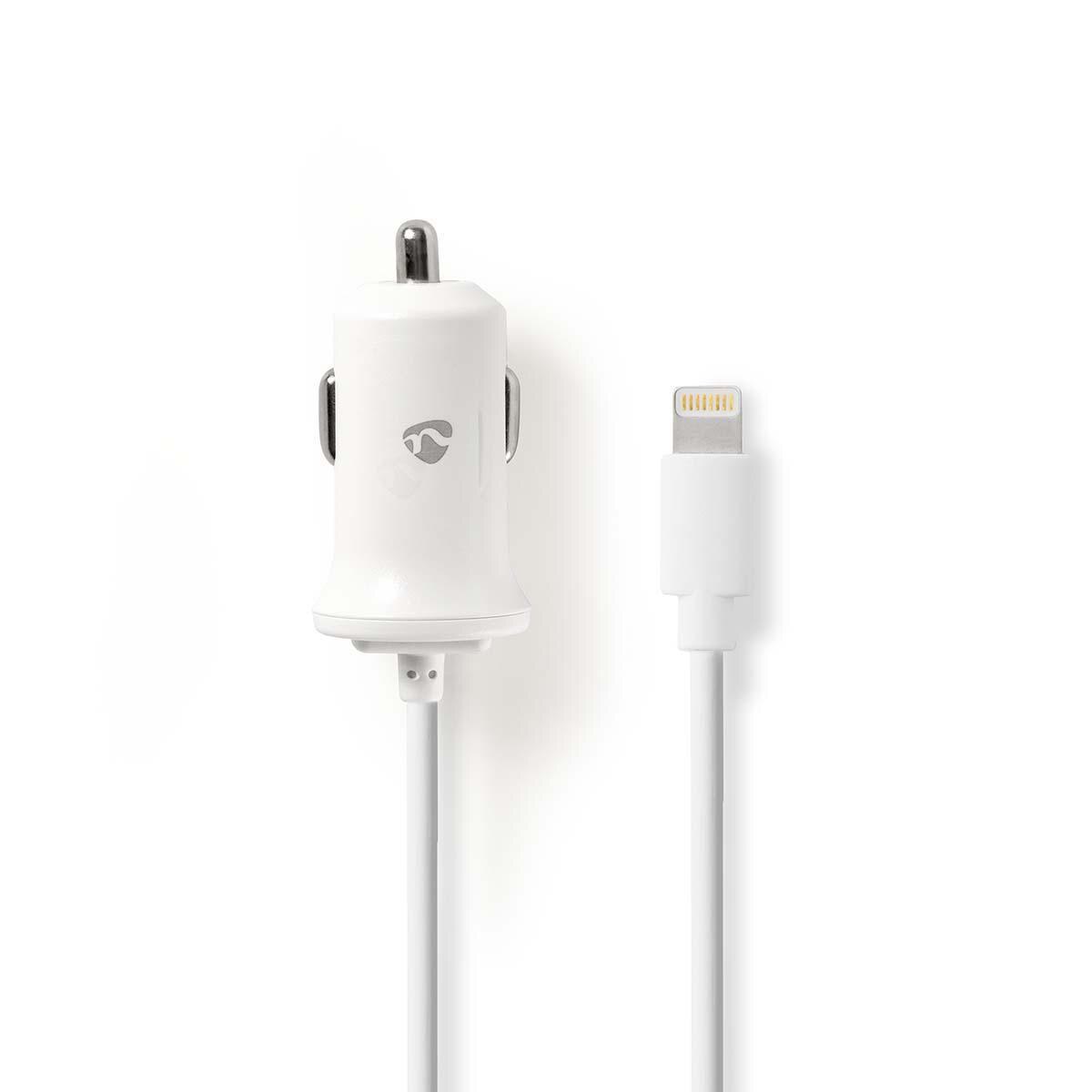 Incarcator auto Apple Lighting 2.4 A alb, Nedis