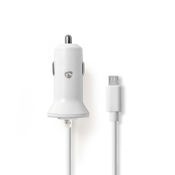 Incarcator auto Micro USB 2.4 A alb, Nedis Incarcator auto Micro USB 2.4 A alb, Nedis