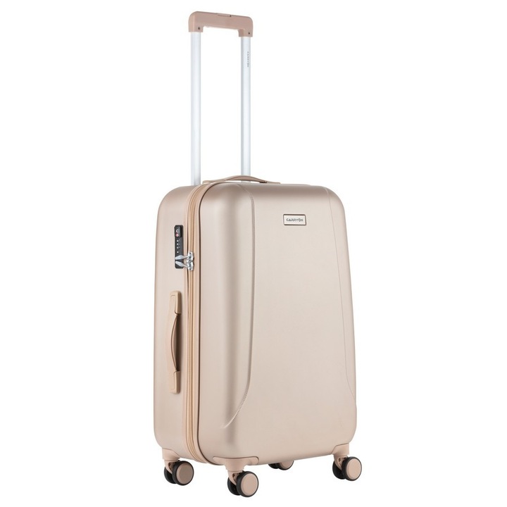 Troler Mediu, Policarbonat/ABS, 4 Roti Duble, OKOBAN, cifru TSA, CarryOn SKYHOPPER, 68.5 cm, Auriu