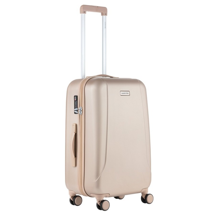 Куфар CarryOn SKYHOPPER, Поликарбонат/ABS, 4 двойни колела, OKOBAN, TSA код, 68,5 см, злато