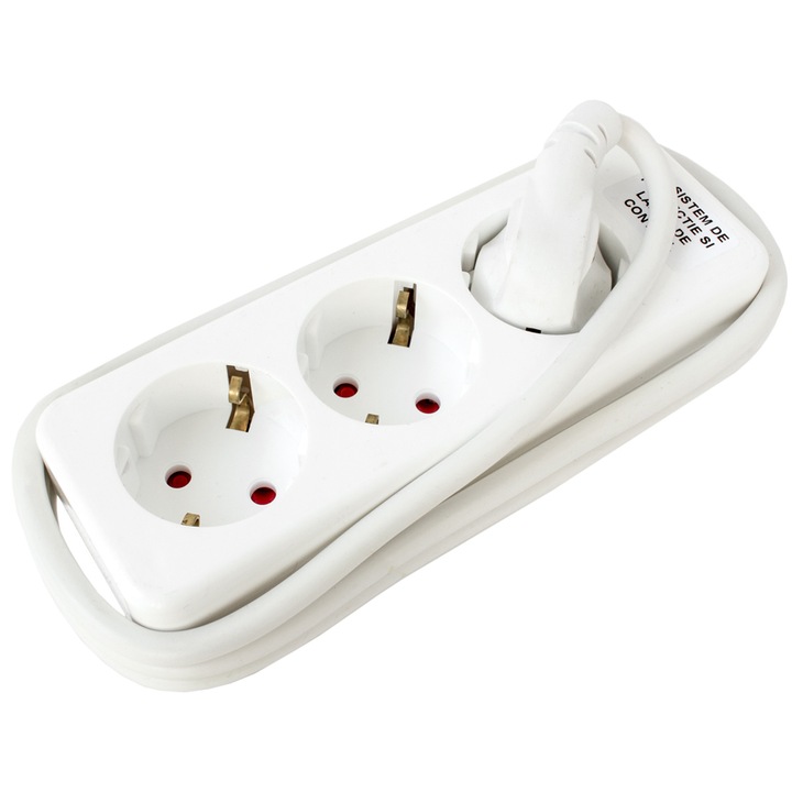 Разклонител Strohm 3 гнезда, защита от претоварване, 1.4 м